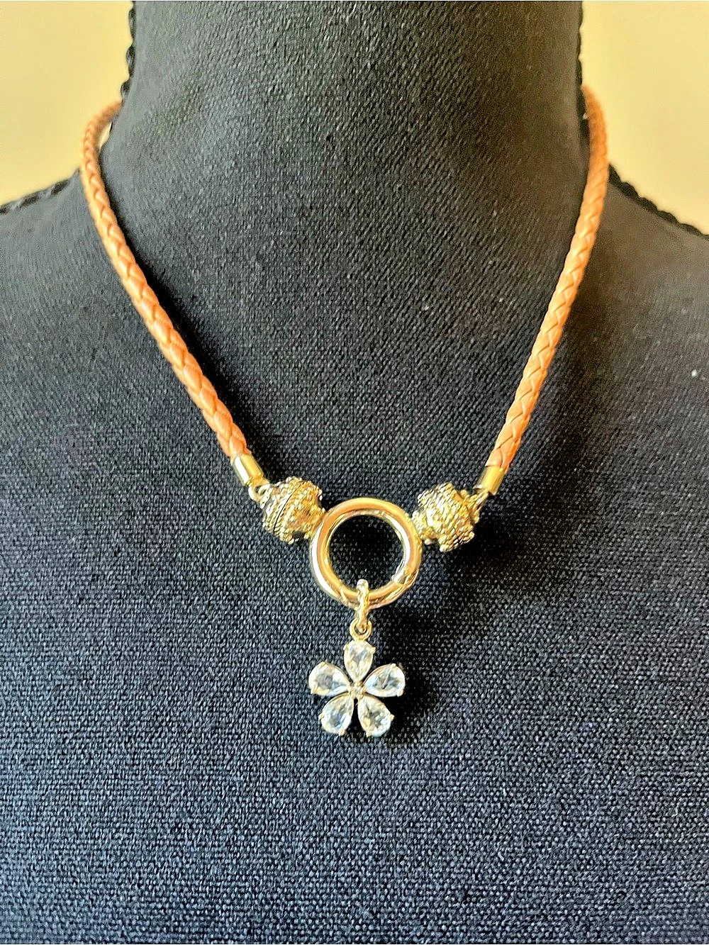 Clara Williams White Sapphire Flower Charm Necklace Gold & Silver NWT
